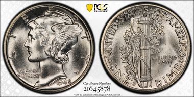 1942/1-D 10C MS66+ FB
