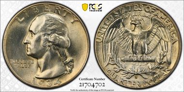 1934-D 25C Heavy Motto MS64