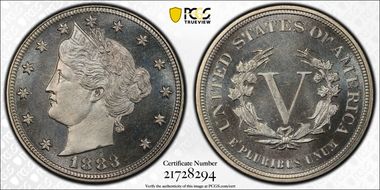 1883 5C No CENTS PR67CAM