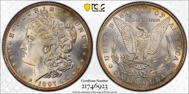 1897 $1 VAM 6A, Pitted Reverse MS64