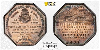 1901 Lesher$ HK-796 Silver Boyd Park with No. MS62