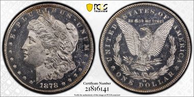 1878-CC $1 VAM 18 Doubled Leaves MS62PL