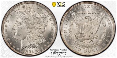 1891-CC $1 VAM 3, Spitting Eagle MS64