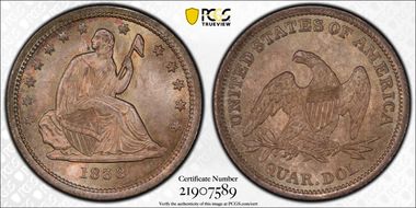 1838 25C Seated, No Drapery MS66