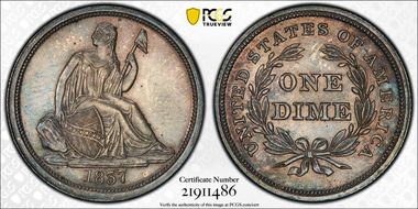 1837 10C Seated PR64