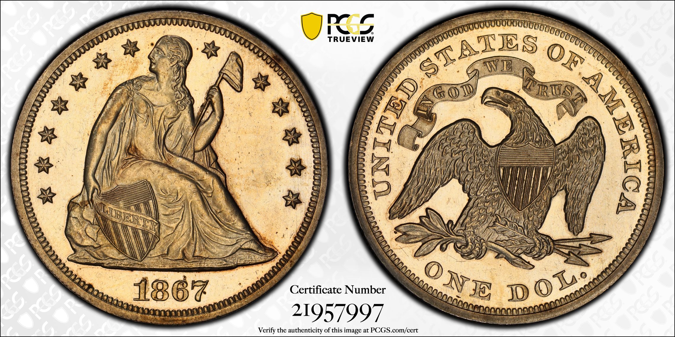 PCGS Certificate Verification Coin Details for Cert #21957997