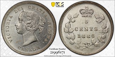 1886 5C Large 6 MS61