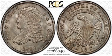 1830 10C Medium 10C MS64+