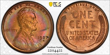 1927-S 1C MS64RB