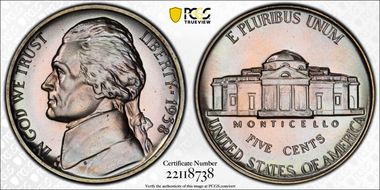 1938 5C Re-Engraved Obv Design FS-402 PR67