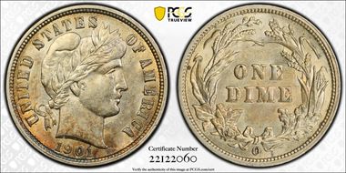 1901-O 10C O/Horiz O, FS-501 AU55