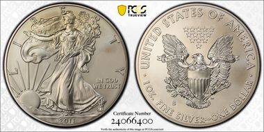 2011-S $1 Silver Eagle 25th Anniversary Set First Strike MS70