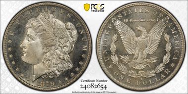 1879-S $1 MS67+ PL