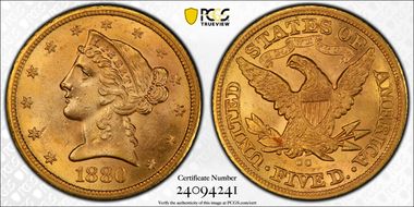 1880-CC $5 MS63