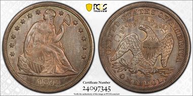 1873-CC $1 Seated AU58