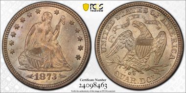 1873-CC 25C Arrows MS64