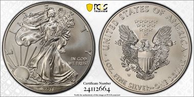 2011-W $1 Burnished Silver Eagle 25th Anniversary Set First Strike SP70