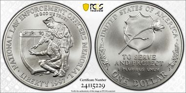1997-P $1 Officers MS70