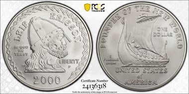 2000-P $1 Leif Ericson MS70