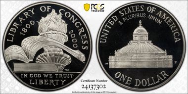 2000-P $1 Library PR70DCAM