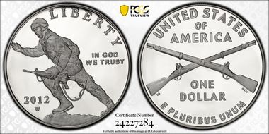 2012-W $1 Infantry First Strike PR70DCAM