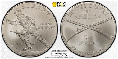 2012-W $1 Infantry First Strike MS70