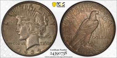 1934-S $1 VAM 3, Doubled Tiara AU50