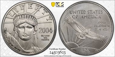 2004 $25 Statue of Liberty MS70