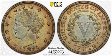 1884 5C AU58+