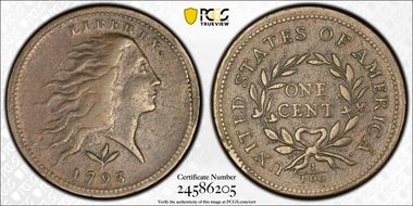 1793 1C Wreath, Vine and Bars VF35BN