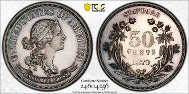 1870 50C J-957 PR62CAM