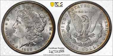 1888-O $1 VAM 9, Doubled Arrows MS64