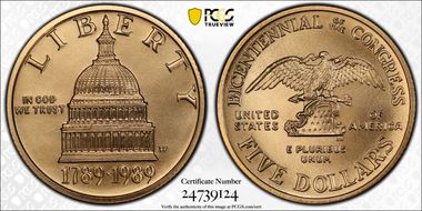 1989-W $5 Congress MS70