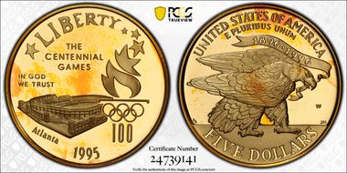 1995-W $5 Stadium PR70DCAM