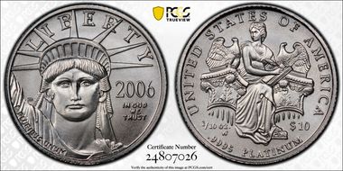 2006-W $10 Burnished St. of Liberty SP70