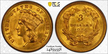 1854 $3 MS62+