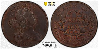 1803 1C S-247, Sm Date, Sm Frac AU55BN