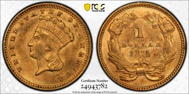 1874 G$1 MS62