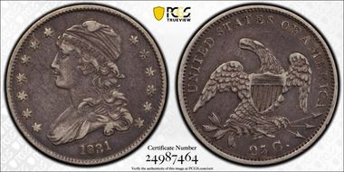 1831 25C Large Letters XF45