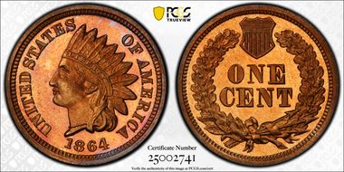 1864 1C Copper Nickel PR66DCAM