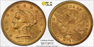 1877-S $2.50 MS64+