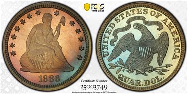 1886 25C PR67+ CAM