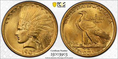 1907 $10 Indian MS66+