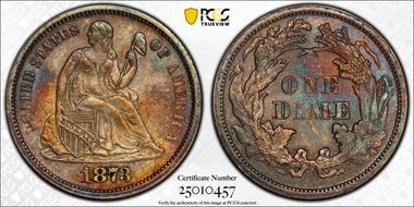 1873 10C Open 3 MS64