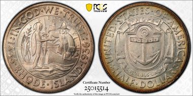 1936 50C Rhode Island MS67