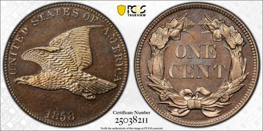 1858 1C Large Letters PR65+ CAM
