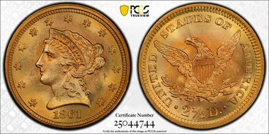 1861 $2.50 New Reverse MS66