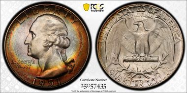 1951-S 25C MS67+