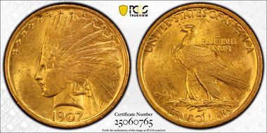 1907 $10 Indian MS63