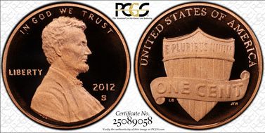2012-S 1C Shield PR70DCAM